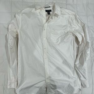White Cotton Long Sleeve Button Down